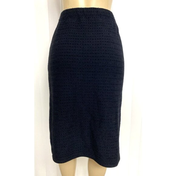 St John Evening Textured Knit Skirt Pencil Straight Knee Black Vintage 14 XL - Picture 3 of 6